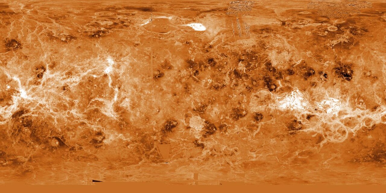 Mapa de la superficie de Venus elaborado por la NASA a partir de datos de radar